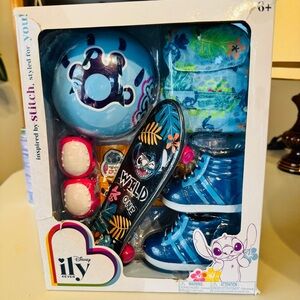 NEW Disney ILY 4ever Stitch 18" Doll Accessories Shoes Skateboard Helmet